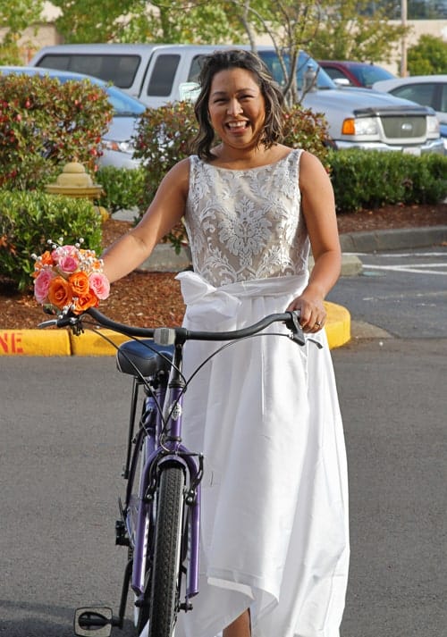 bride with bike
