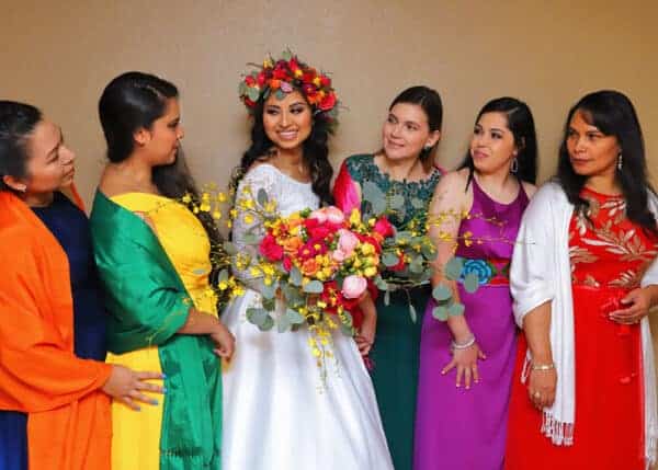 Bride with bridesmaids