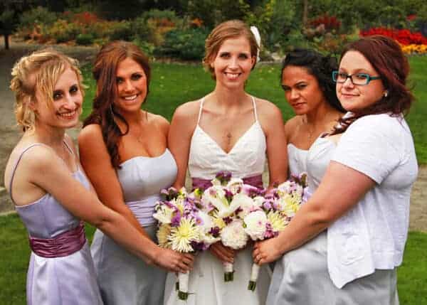 Bride with bridesmaids